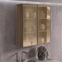 Ver imagem 6 de Armario Aereo 2 Portas Vidro MDF 80x90 cm Kali 1198462 Carvalho Toq Nicioli