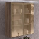 Ver imagem 2 de Armario Aereo 2 Portas Vidro MDF 80x90 cm Kali 1198462 Carvalho Toq Nicioli
