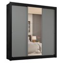 Ver imagem 3 de Guarda-roupa Casal 3 Portas de Correr com Espelho 4 Gavetas Preto/cinza Sublime Plus Madesa