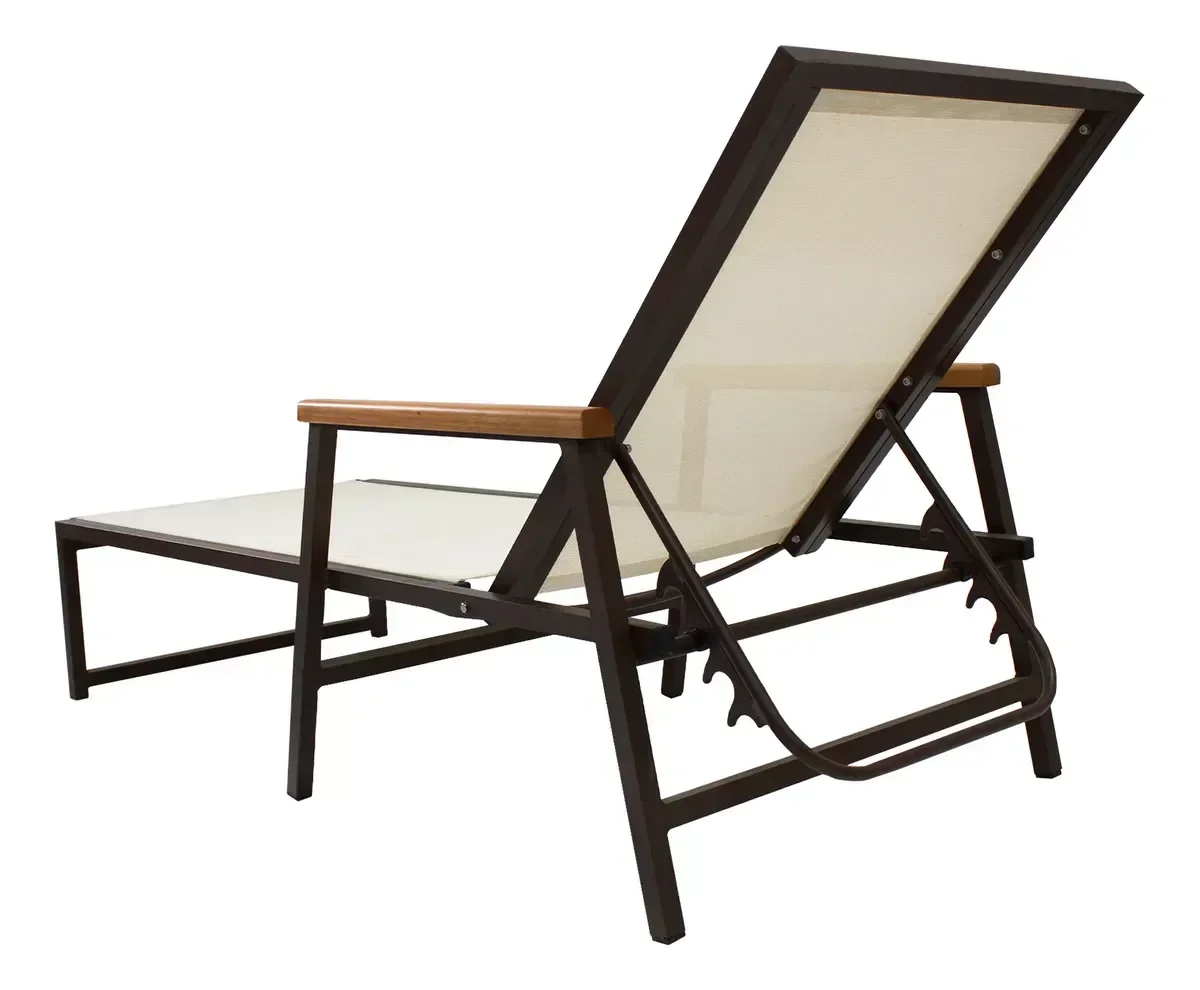 Ver imagem 4 de Kit 2 Espreguiçadeiras Amélia Reforçada Reclinável com Guarda Sol Piscina Praia