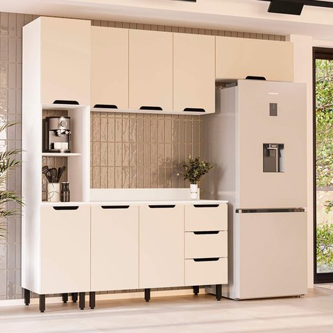 Armário de Cozinha Modulada Completa 4 Peças 240cm com Tampo 250066 Meena Politorno Móveis