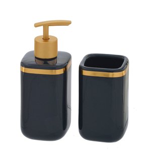 Kit 2 Peças Para Banheiro de Cerâmica Verde e Dourado PARIS LUZ