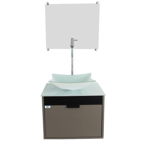 Gabinete Armário Banheiro 40cm Cuba Quadrada Branca