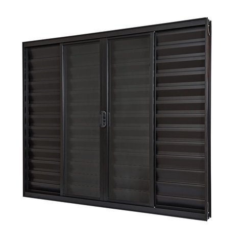 Janela de Correr Alumínio Preto 06 Folhas Veneziana Classic - 120x200