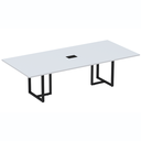Ver imagem 1 de Mesa de Reunião com Caixa de Tomada 260 X 120 Cm Pé Tubular Pe25 em Mdp Cor Cinza Base Preta