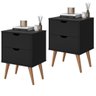 Conjunto Mesa de Cabeceira para Quarto Decore Madri Retrô Pés Palito:preto - 1
