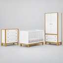Ver imagem 7 de Quarto de Bebê Flora Guarda Roupa 2 Portas Cômoda Berço Colchão 130x70 D18 Qmovi