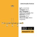 Ver imagem 7 de Lustre Luminaria Pendente Metal Dourado Zara 87cm