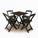 Ver imagem 1 de Conjunto Mesa Dobrável 70x70 Tampo Mdf e 4 Cadeiras Dobrável Retrátil:preto
