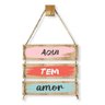 Placa Decorativa Aqui Tem Amor Com Corda Sisal 40X25Cm - 3