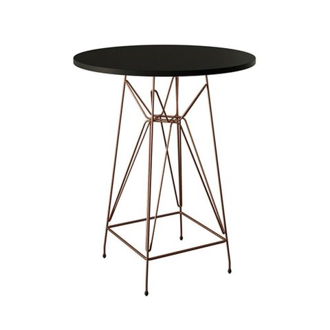 Mesa Bistrô Alta 60Cm Preta Base Ferro Cobre Cor: Preto
