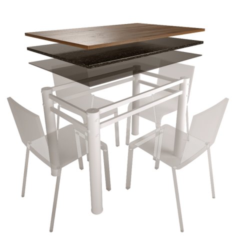 Base Para Mesa De Vidro Jantar 4 Lugares Branca Retangular
