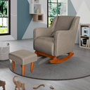 Ver imagem 1 de Poltrona Amamentação C / Balanço Cadeira Descanso Aquila com Puff Linho Marrom