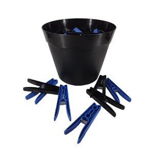 Cesto Preto Pregadores de Roupas Plástico Preto com Azul - Branco