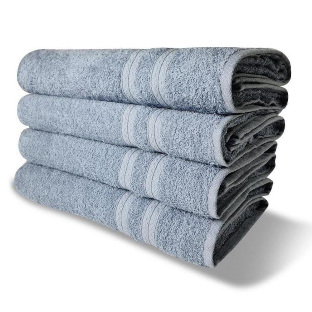 Kit com 4 Toalhas de Banho 430g/m² Grande Grossa 80x150cm Itália Soft - Azul - 1