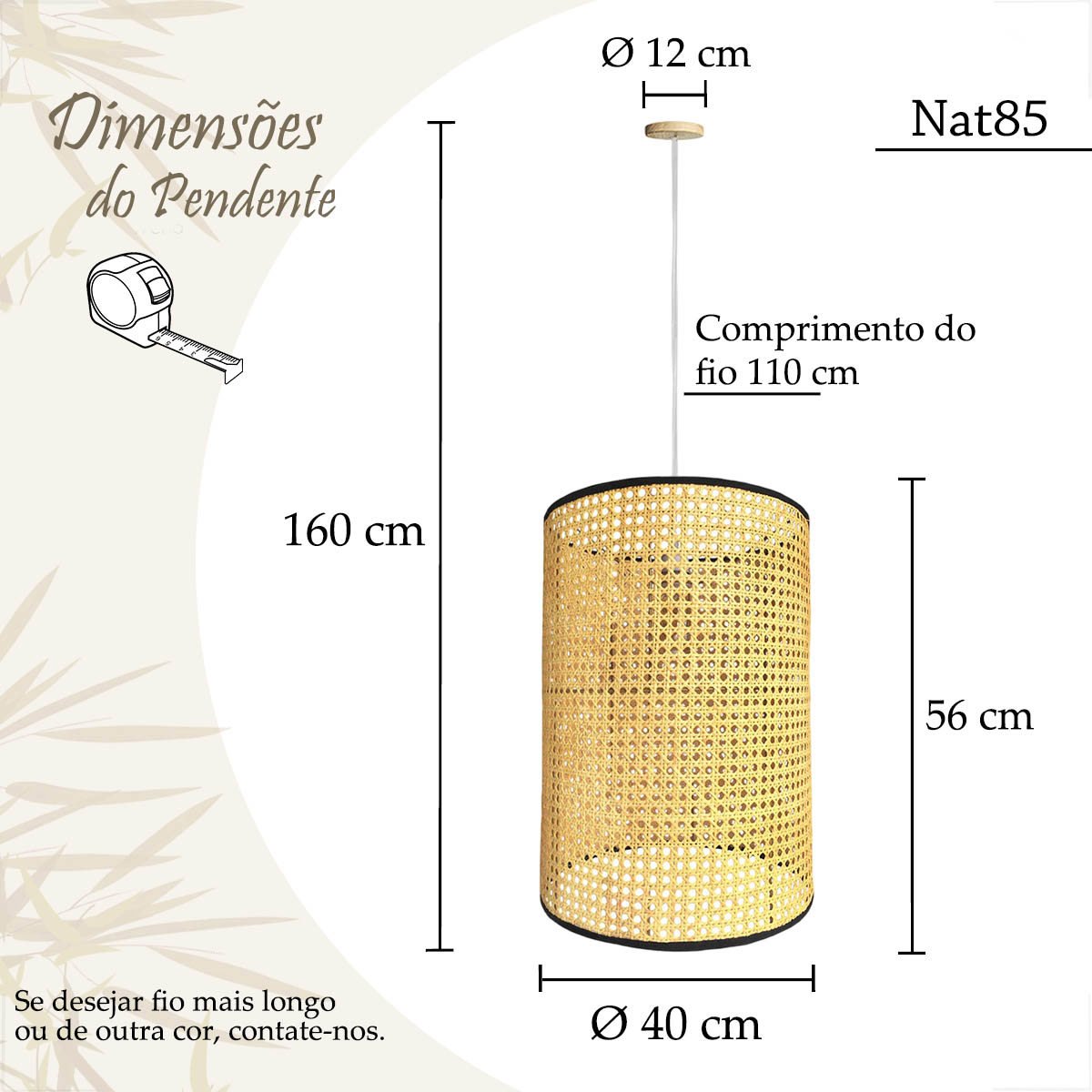 3 Pendente Fibra Natural Palha Indiana Composição E27 Com05 - 8