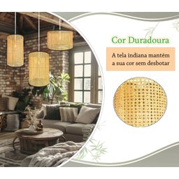 3 Pendente Fibra Natural Palha Indiana Composição E27 Com05 - 5