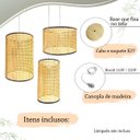 Ver imagem 4 de 3 Pendente Fibra Natural Palha Indiana Composição E27 Com05