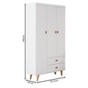 Ver imagem 2 de Cômoda Infantil com Guarda Roupa 3 Portas Duda Branco Acetinado Bétula - Carolina