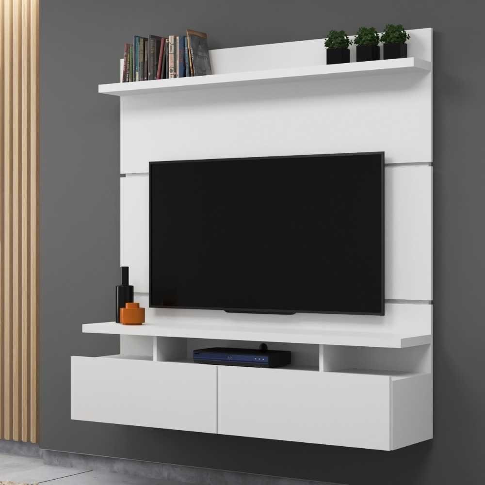 Painel para TV Até 55 Polegadas 130cm Mdf Branco Veneza - On Móveis