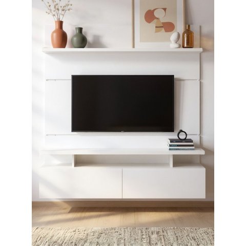 Painel para Tv até 55 Polegadas 130cm Mdf Branco Veneza - On Móveis