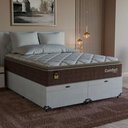 Ver imagem 7 de Cama Box Baú Queen + Colchão Comfort Class Pillow Top Marrom/suede Branco