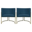 Ver imagem 1 de Kit 2 Poltronas Decorativa Recepção Luna Suede Cores Base de Ferro Champagne Azulmarinho Suede