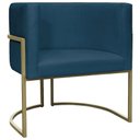 Ver mais imagens de Kit 2 Poltronas Decorativa Recepção Luna Suede Cores Base de Ferro Champagne Azulmarinho Suede
