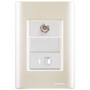 Ver imagem 1 de Cj Tomadas Rj45 Ethernet + Tv Coaxial Giz Pérola Tramontina Completo Pronto Tramontina