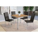 Ver imagem 1 de Conjunto: Mesa Sala Jantar Reno C/ Tampo de Madeira 90cm e 4 Cadeiras Amsterdã Cromada/nogueira -