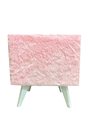 Ver imagem 1 de Puff Pé Palito Redondo Não É Segredo Astracan Pelúcia Rosa Pés Branco 40x45