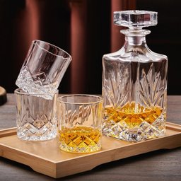 Garrafa Decanter Whisky Vidro Licor 710ml + 6 Copos Superluxo - 5