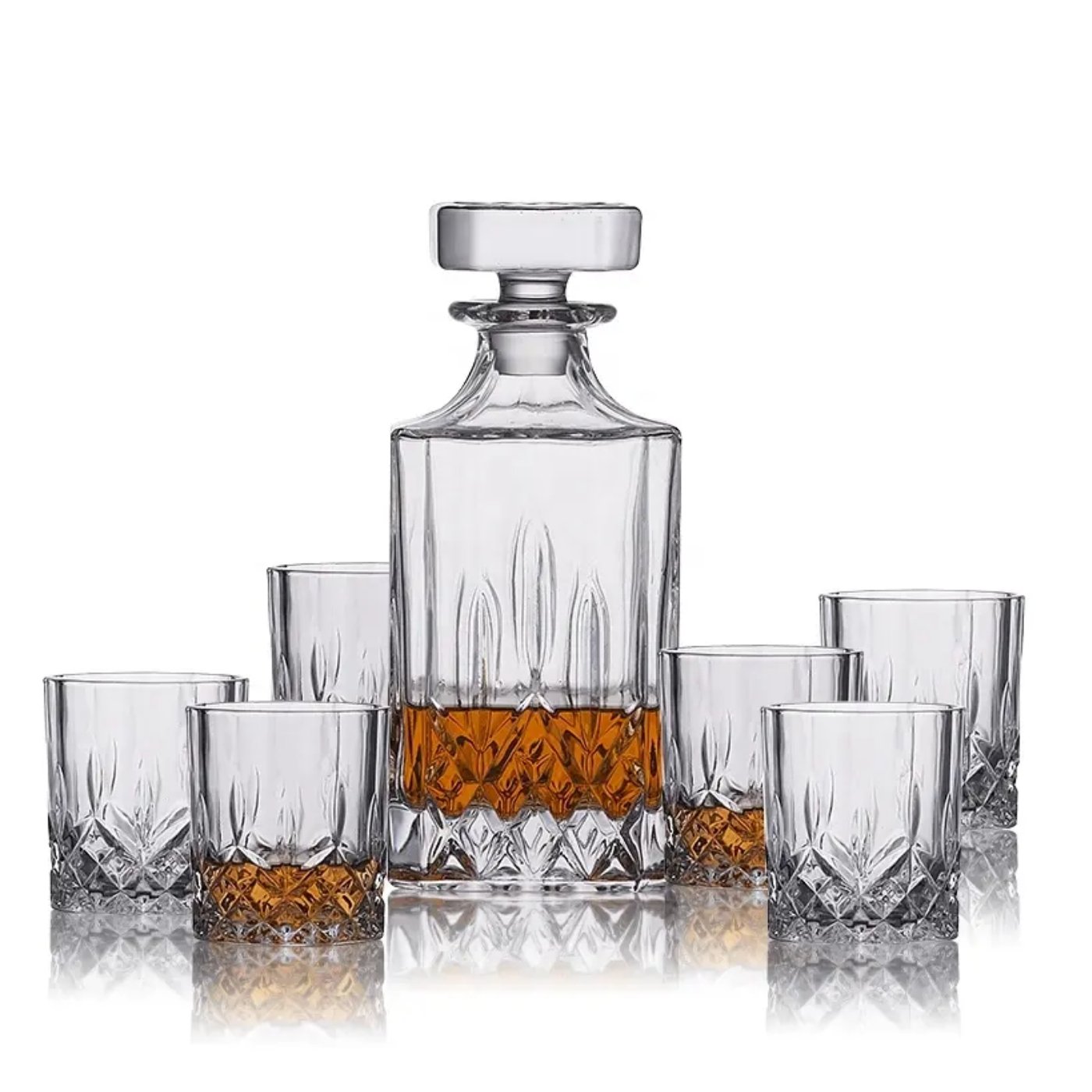 garrafa-decanter-whisky-vidro-licor-710ml-6-copos-superluxo