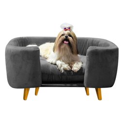 Cama Pet para Cães e Gatos Estofada com Pés Hannah - Cinza - 8
