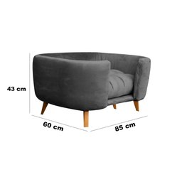 Cama Pet para Cães e Gatos Estofada com Pés Hannah - Cinza - 2