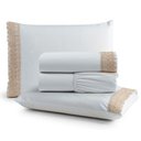 Ver imagem 1 de Jogo Cama Lençol Haia Queen Percal 200 Fios 100% Algodão Guipir Bordado Inglês 4 Peças - Branco