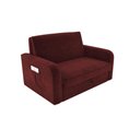 Ver imagem 1 de Sofá Cama Daiane 2 Lugares com Baú Veludo Vinho Matrix