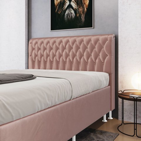 Cabeceira Bellatrix 160 Queen N-031 Veludo Rosê Claro Aradecor