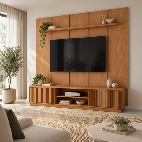Conjunto Painel Dominus + Rack Arezzo Painel 279 cm Mavaular
