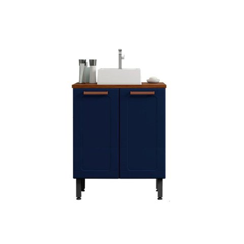 Balcão P/ Banheiro Natura 8004 C/ Cuba e 2 Portas Blue Navy - Bertolini