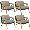 Ver imagem 1 de Kit 04 Poltronas Decorativas Sala Estar Pietra L02 Facto Verde Musgo Linho Bege - Lyam Decor