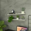 Ver imagem 3 de Par de Prateleiras Suspensa  Minimalista Branco Mdf Organizador Escritório Quarto Sala