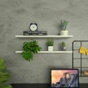 Ver imagem 1 de Par de Prateleiras Suspensa Minimalista Branco Mdf Organizador Escritório Quarto Sala