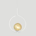 Ver imagem 2 de Pendente Lustre On Loop Branco com Globo de Vidro Ambar