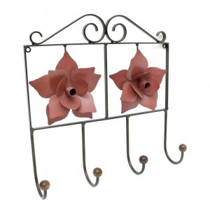 Cabide de Ferro Artesanal Rustico Colonial Decorativo de Rosas de Chapa Libertas Rosas Artesanato Ve