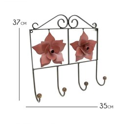 Cabide de Ferro Artesanal Rustico Colonial Decorativo de Rosas de Chapa Libertas Rosas Artesanato Ve - 2