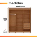 Ver imagem 7 de Guarda Roupas Casal 3 Portas de Correr com Espelho 3 Gavetas Saimon