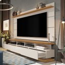 Ver imagem 5 de Rack Painel para TV até 72 Polegadas MDF 180cmx190cm Vivare com Rodízios Bege Off White/Nature