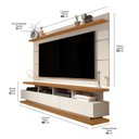 Ver imagem 3 de Rack Painel para TV até 72 Polegadas MDF 180cmx190cm Vivare com Rodízios Bege Off White/Nature