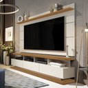 Ver imagem 1 de Rack Painel para TV até 72 Polegadas MDF 180cmx190cm Vivare com Rodízios Bege Off White/Nature